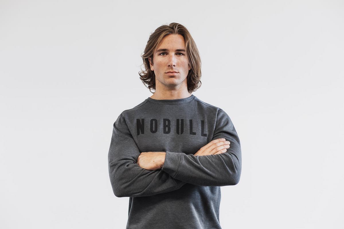 Nobull Crew Men's Sweatshirts Deep Grey | Australia (GI2304)